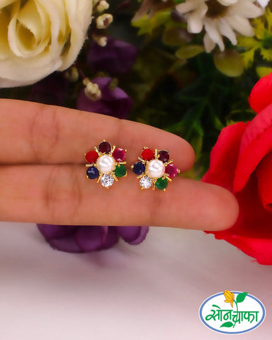 ELEGANT NAVRATAN STUDS