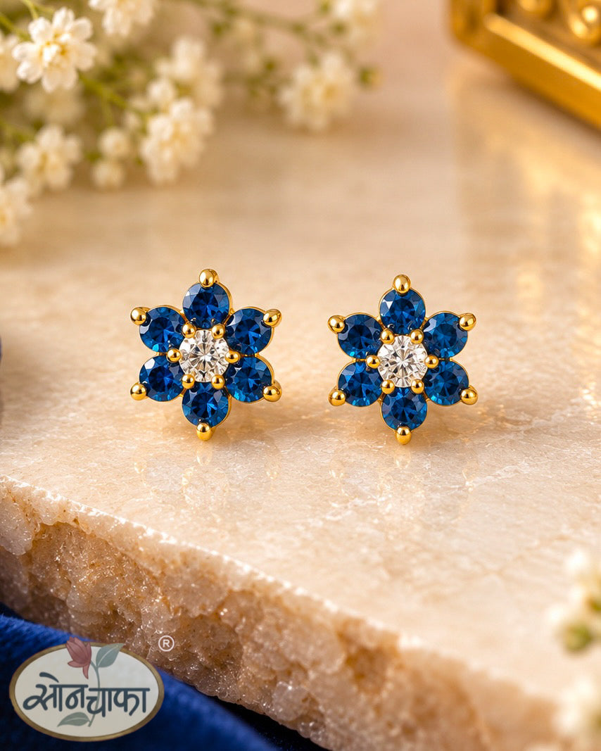 BLUE STONE EAR-STUDS