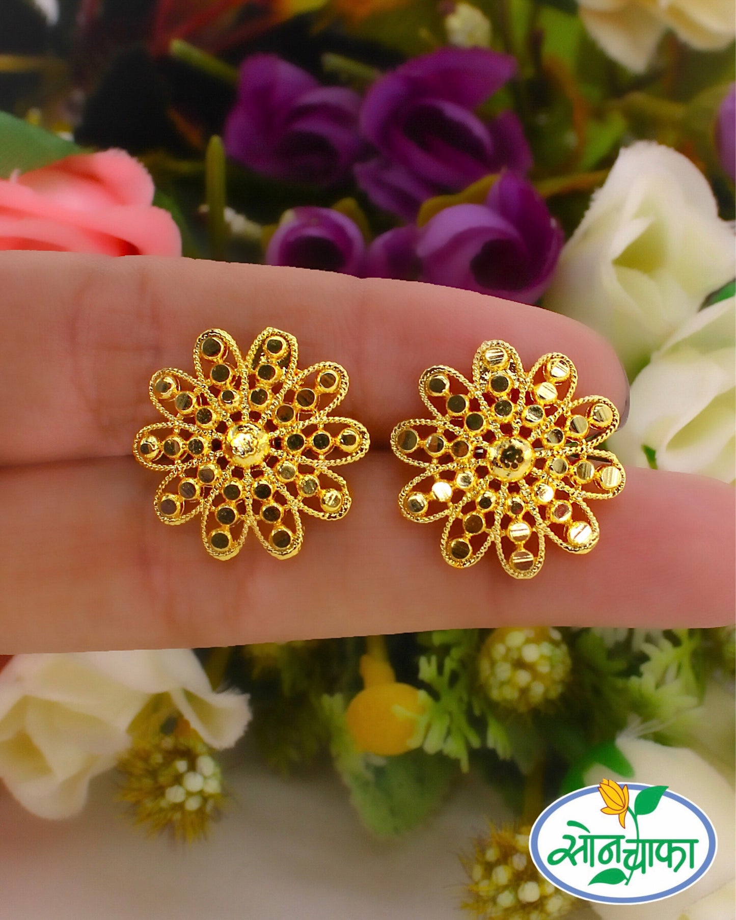 FLORAL DESIGNER EAR-STUDS