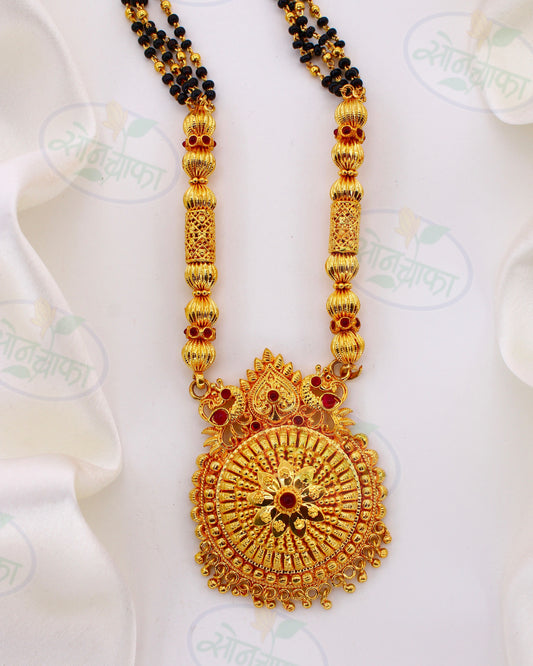 GLINTING FLORAL MATTE MANGALSUTRA