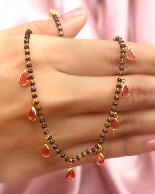 FANCY PINK STONE MANGALSUTRA