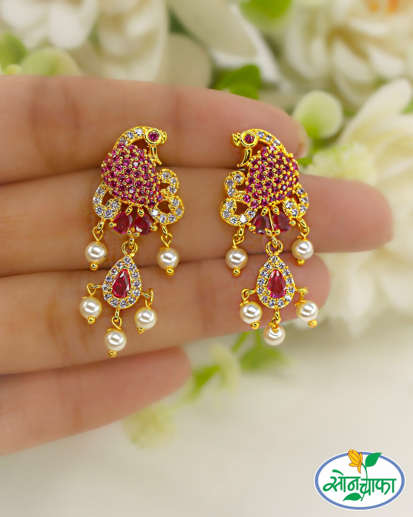 FLAWLESS PEACOCK JHUMKI EARRINGS