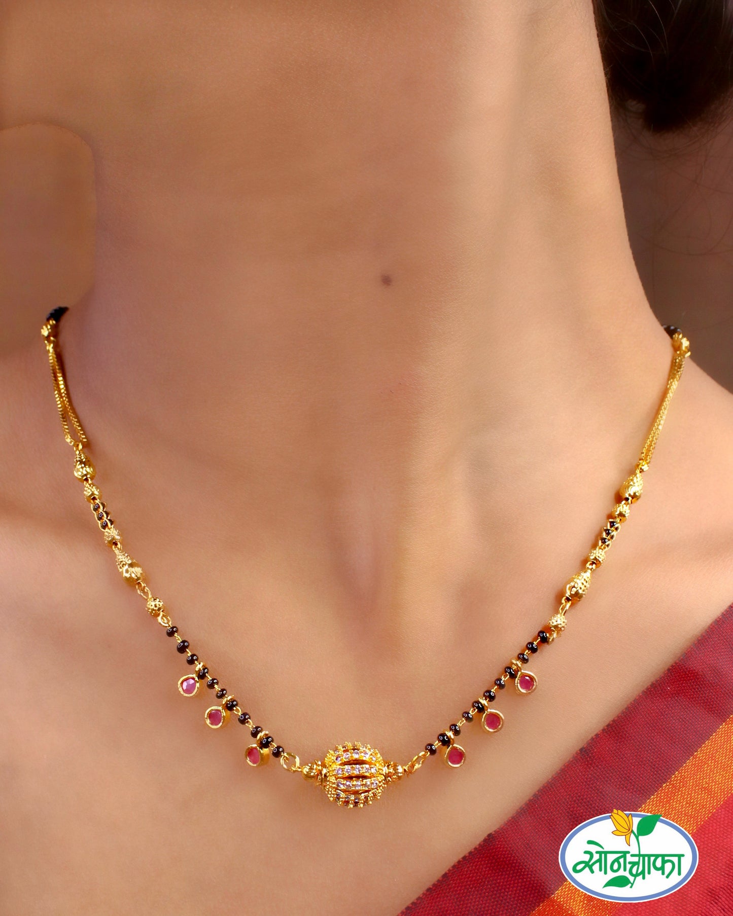 DESIGNER PINK STONE MANGALSUTRA