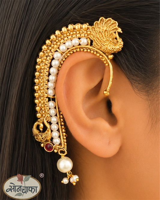 MAJESTIC PEACOCK ANTIQUE EAR- CUFF