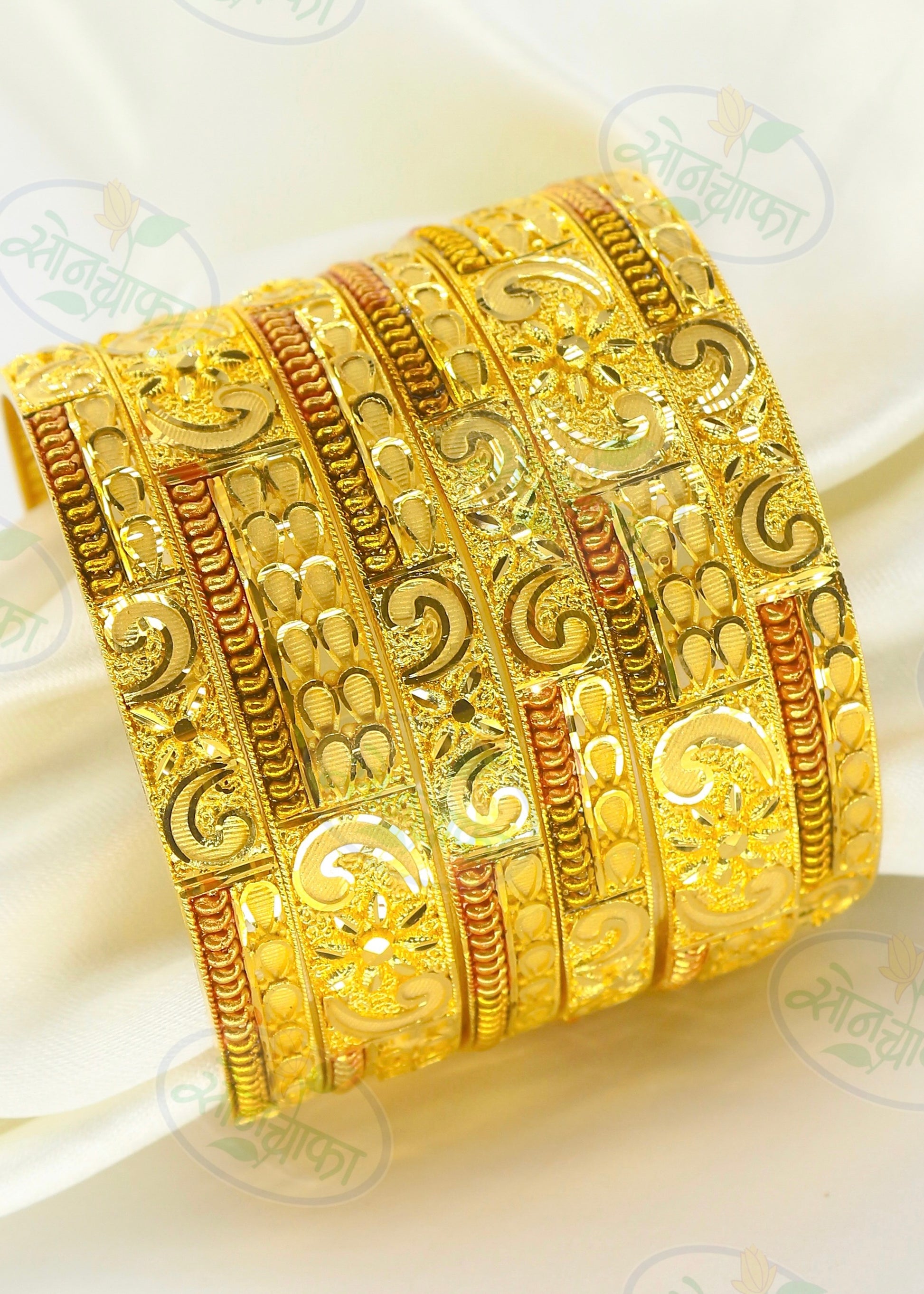 FLORAL GOLD PLATED BANGLES – Sonchafa