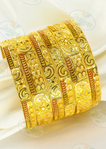 FLORAL GOLD PLATED BANGLES