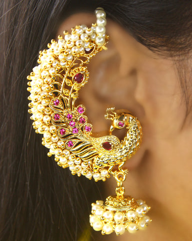 ROYAL TEXTURED PEACOCK EAR-CUFF