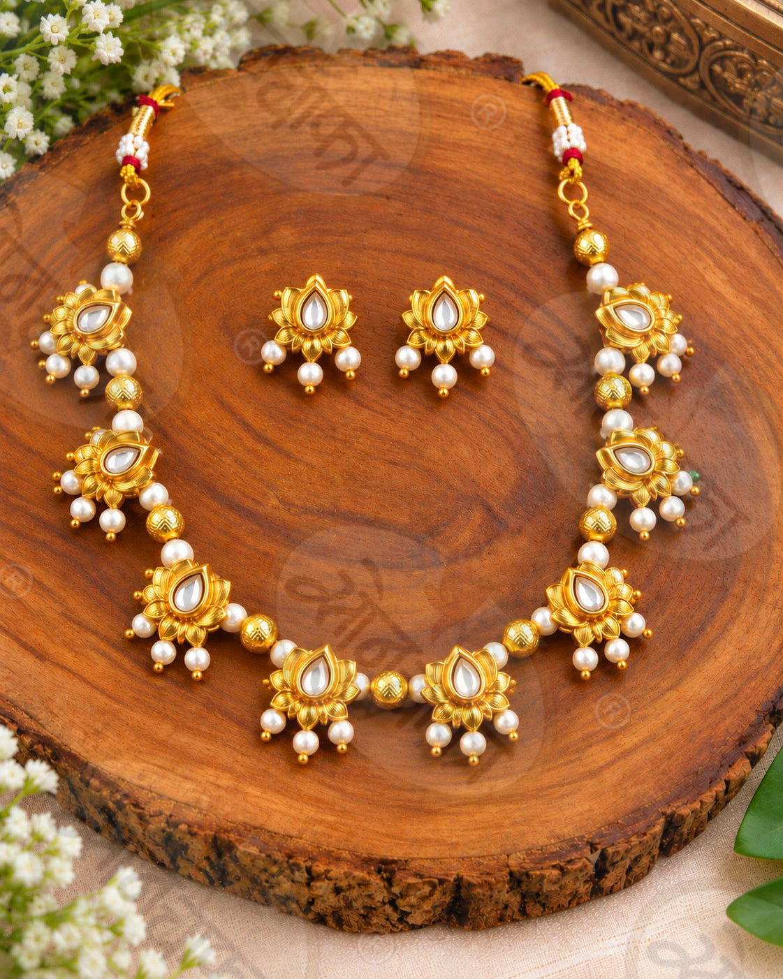 GLAMOROUS LOTUS DESIGNER NECKLACE