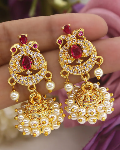 FANCY PEACOCK JHUMKI EARRINGS