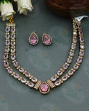 DROPLET PINK STONE NECKLACE