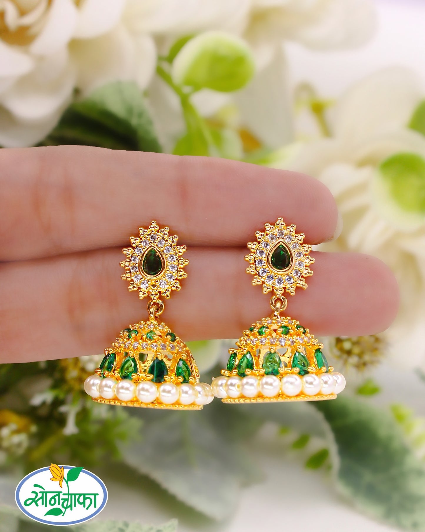 ATTRACTIVE PEARL BEADS JHUMKI