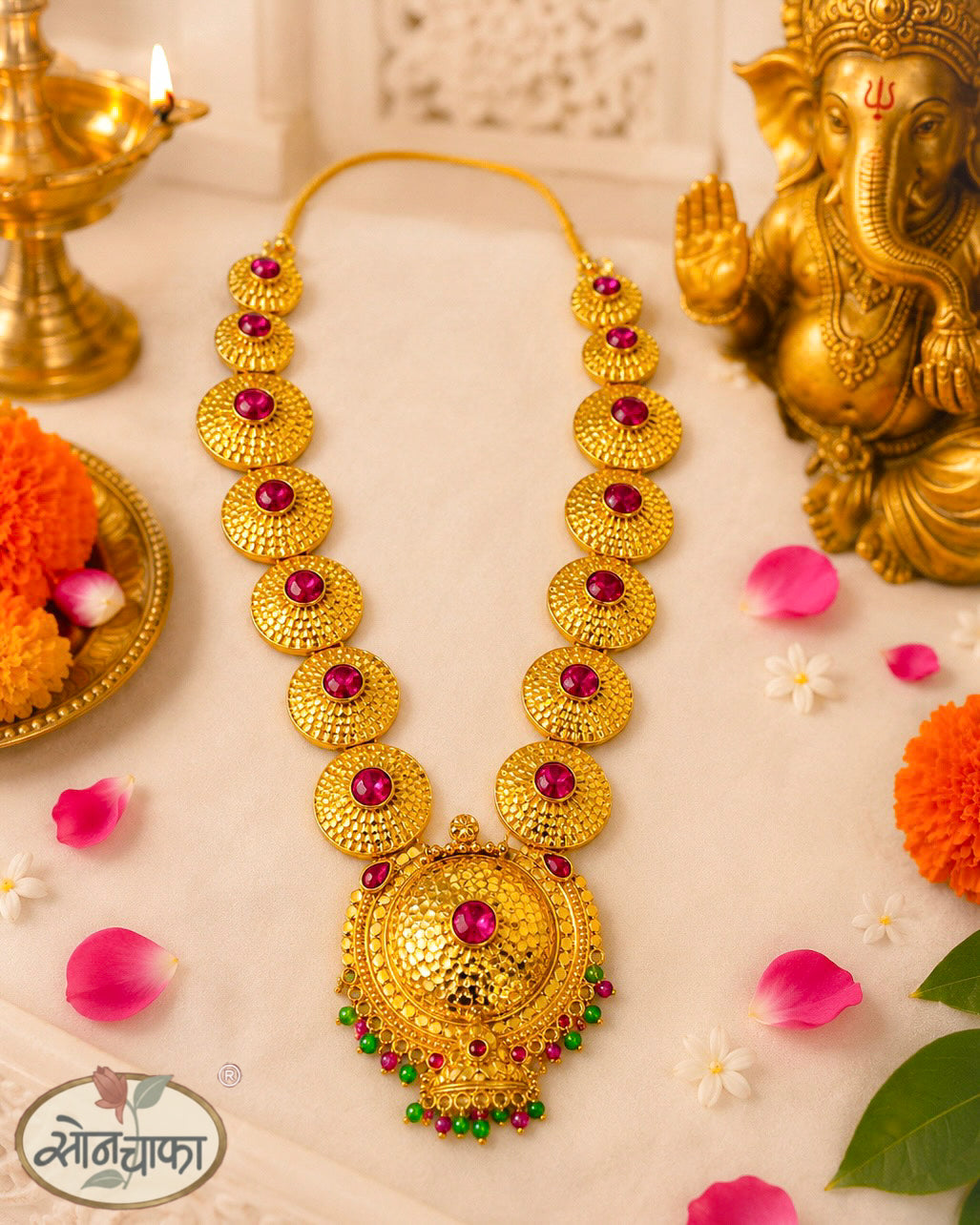 FLORAL DESIGNER GANAPATI NECKLACE