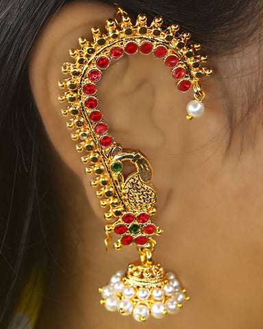 PRETTY FLORAL PEACOCK EAR-CUFF