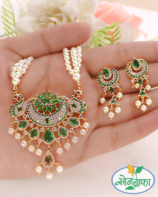 GLEAMING PEACOCK  NECKLACE SET