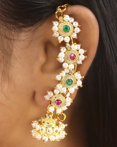 IMPRESSIVE PEARL KANCHAIN WITH JHUMKI