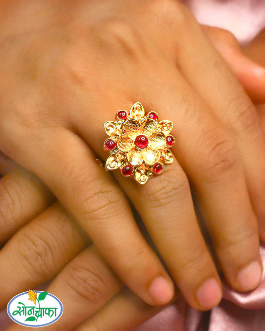 FLORAL DESIGNER FINGER RING