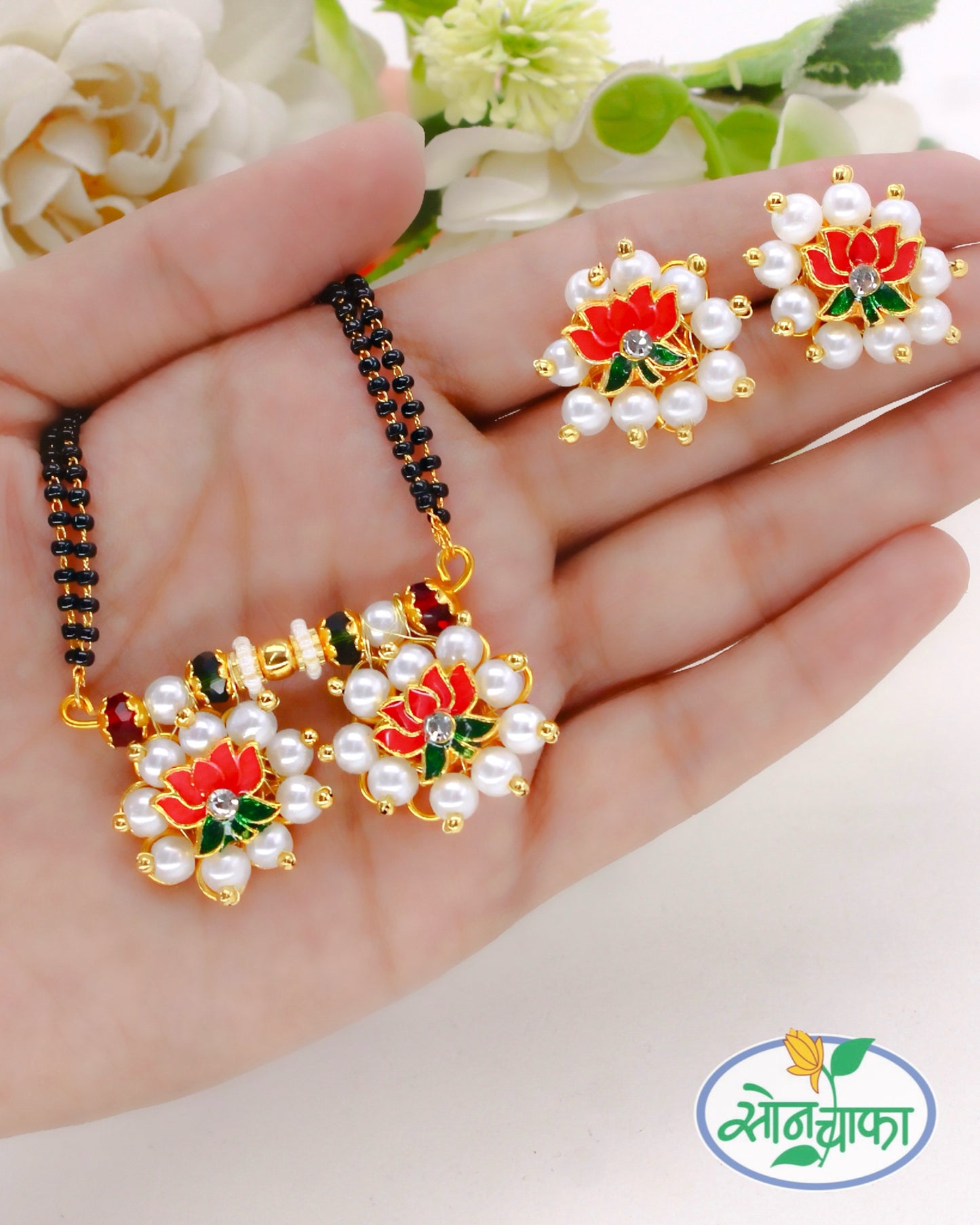 MULTI LAYER PEARL FLORAL MANGALSUTR
