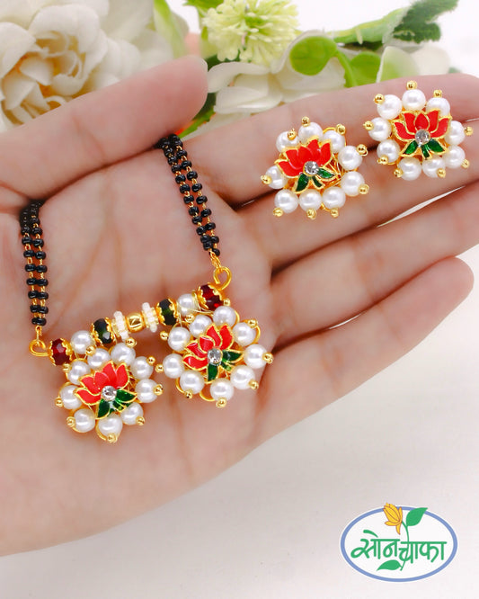 MULTI LAYER PEARL FLORAL MANGALSUTR