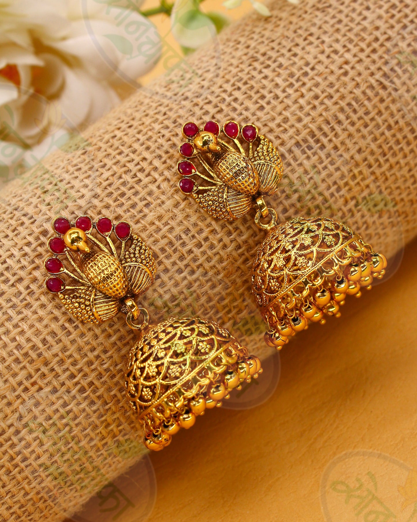 GRACEFUL PEACOCK JHUMKA EARRINGS