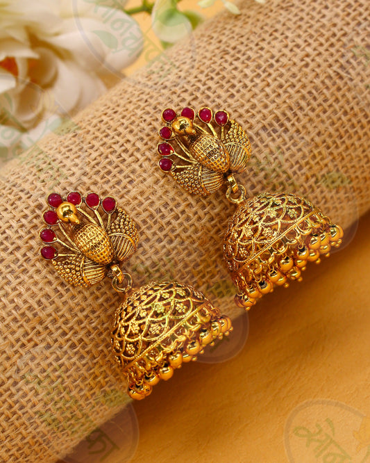 GRACEFUL PEACOCK JHUMKA EARRINGS