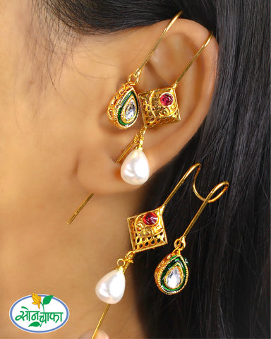 BEAUTIFUL KUNDAN STONE EAR-CUFFS