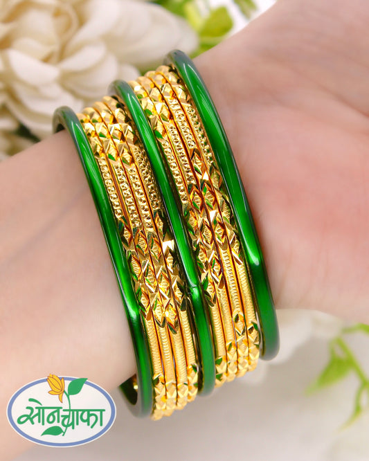 RICHLY CARVED GOLD BANGLES