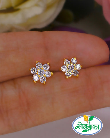 FLORAL CHARM DIAMOND EAR-STUDS