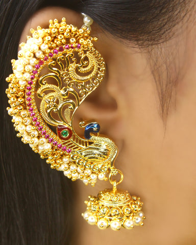 ROYAL ELEGANCE PEACOCK EAR-CUFF