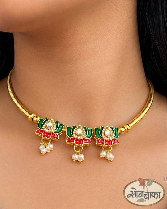 PEARL LOTUS CHANDRIKA NECKLACE