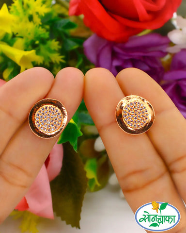 FANCY CIRCLE DESIGNER DIAMOND EAR-STUDS