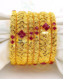 DUBAI BANGLES WITH SEMIPRICIOUS RUBY 6 PC SET