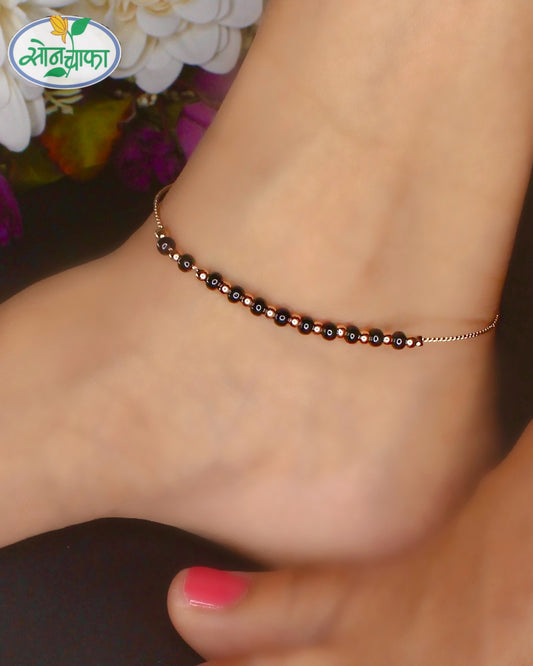 BLACK BEADS DESIGNER ANKLET