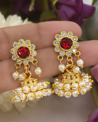 SIMPLY ELEGANT PEARL JHUMKI