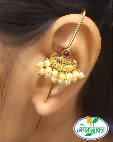 STRIKING PEACOCK EAR-CUFFS