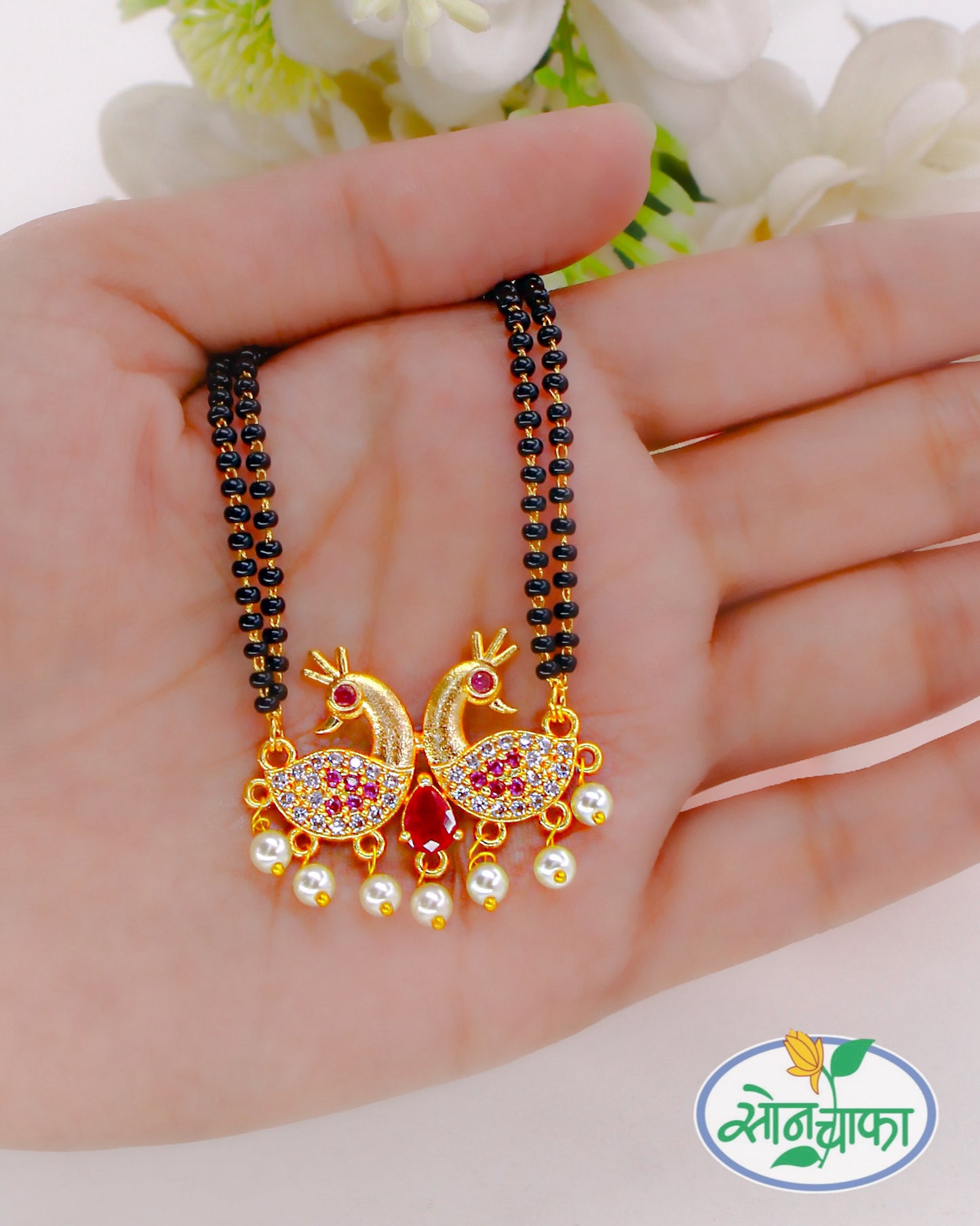 OPULENT PEACOCK MOTI MANGALSUTR