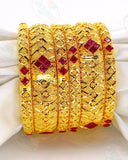 DUBAI BANGLES WITH SEMIPRICIOUS RUBY 6 PC SET