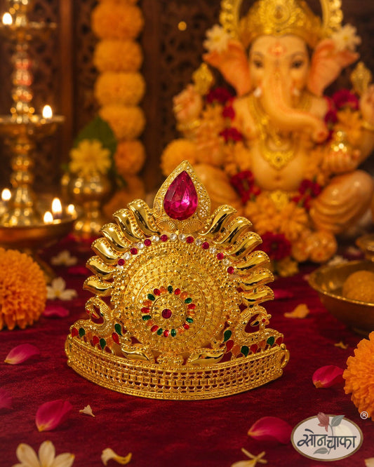 PEACOCK DESIGNER GANPATI MUKUT mi