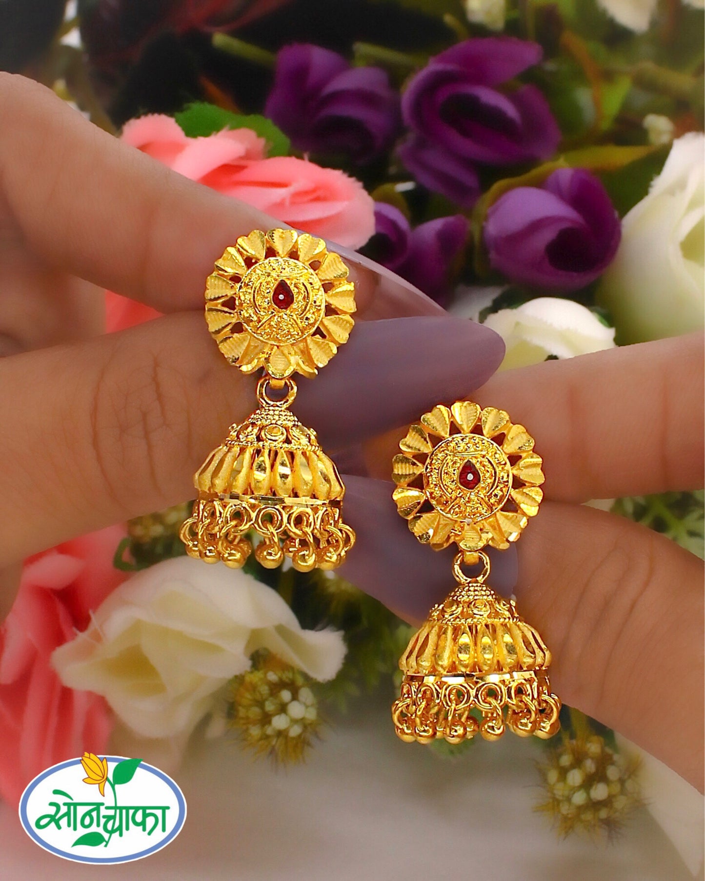 CIRCLE DESIGNER JHUMKI EARRINGS