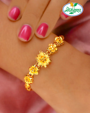 STYLISED FLORAL WOMEN'S GOLD PLATED BRACELET
