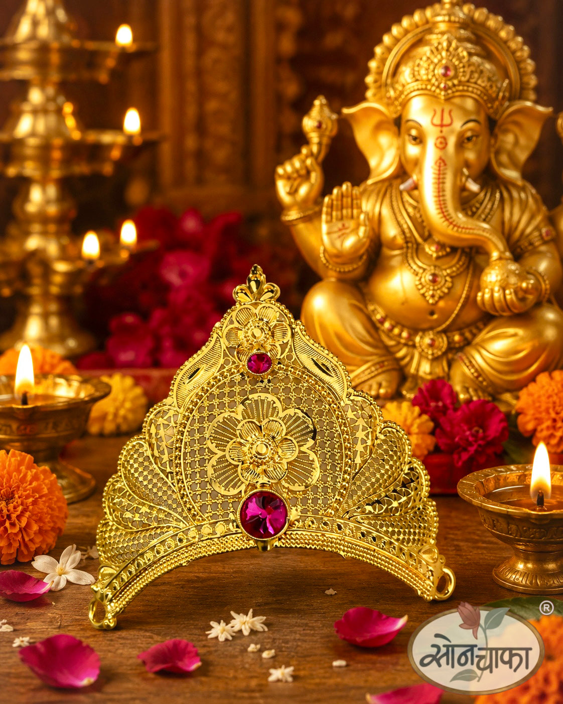 FLORAL GANPATI MUKUT