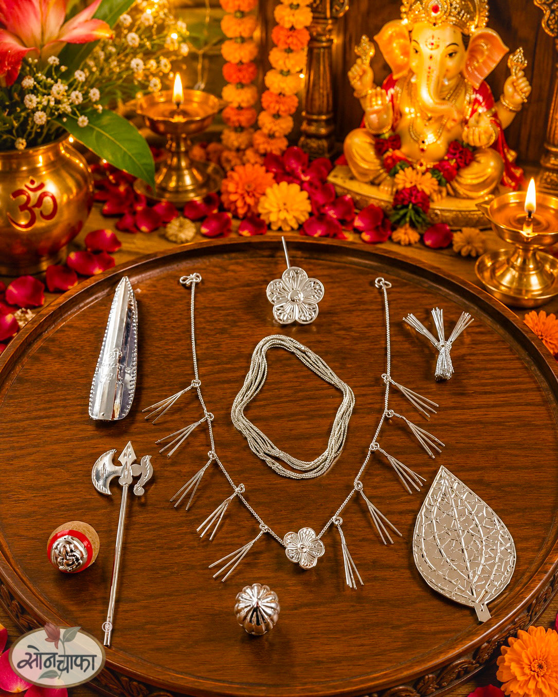 SILVER GANPATI COMBO SET