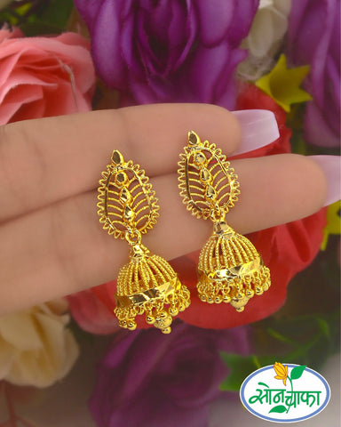 FANCY LITTLE FLORAL GOLD PLATED EARRINGS