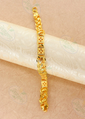 1 Gram Gold Forming Om with Diamond Glittering Design Bracelet for Men -  Style B832 – Soni Fashion®
