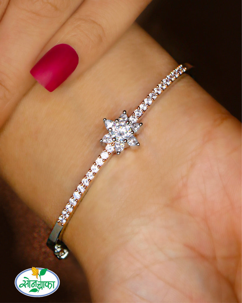 4 Petal Flower Diamond Bracelet | OKG Jewelry