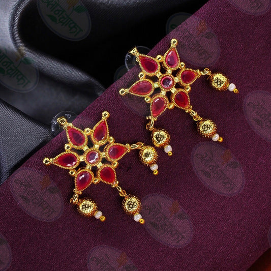 PINK FLOWERET ANTIQUE EARRINGS