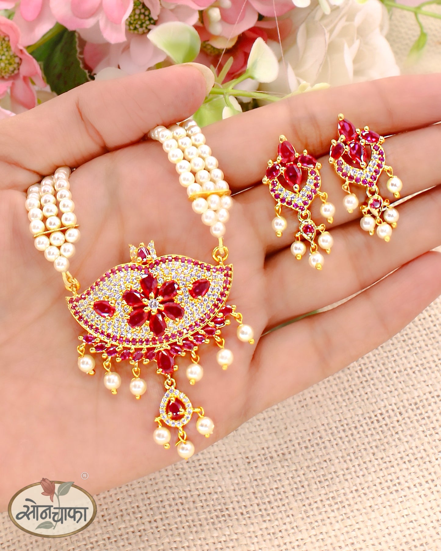 FLORET PINK STONE NECKLACE