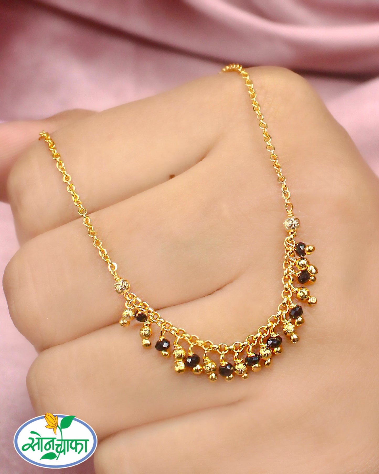 BLACK PINK BEADS DESIGNER MANGALSUTRA