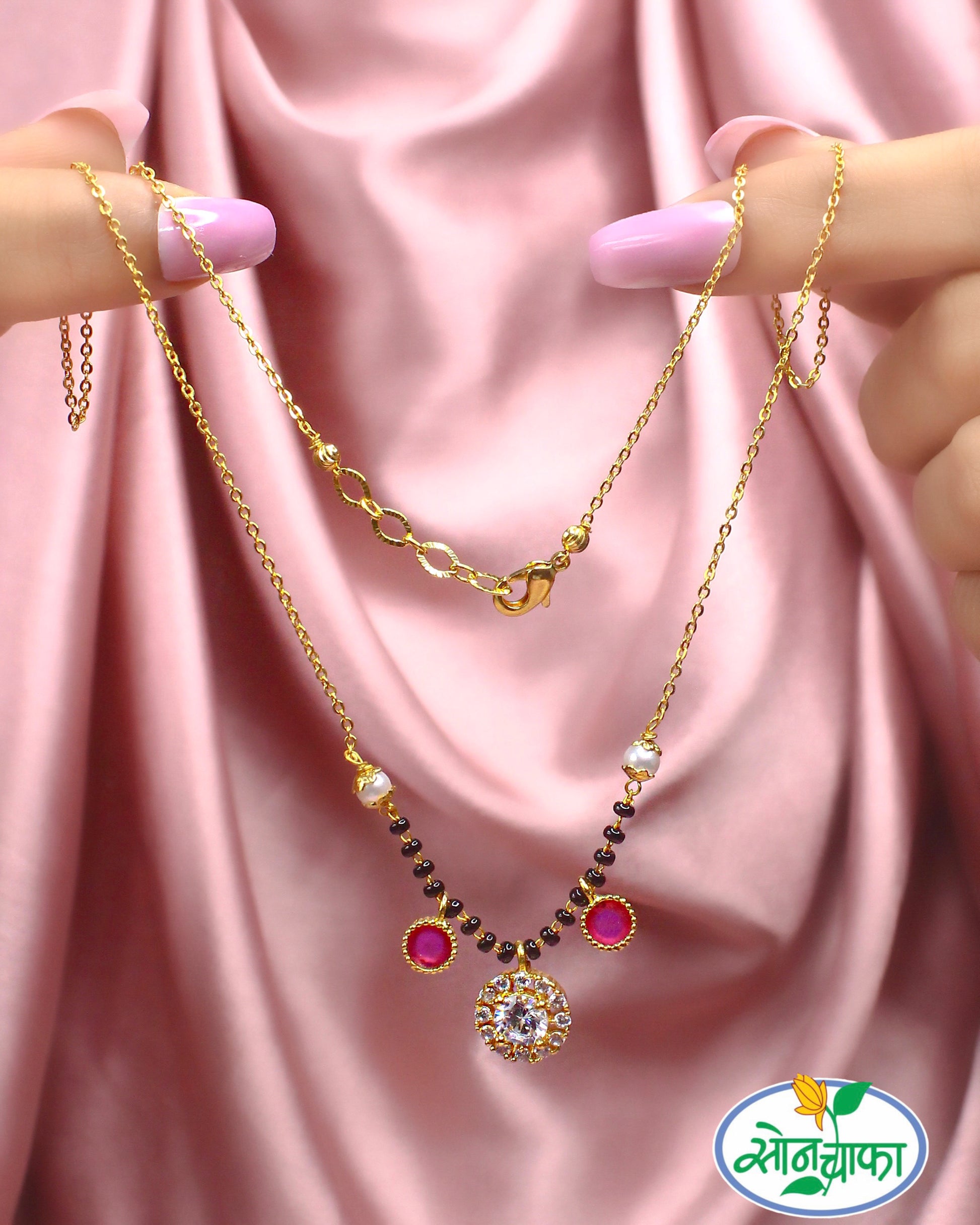 PINK STONE DESIGNER MANGALSUTRA – Sonchafa