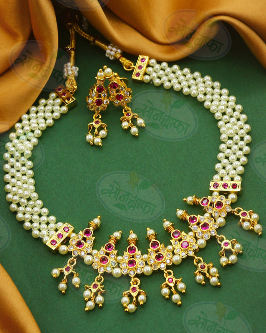 FLORET PINK STONE NECKLACE