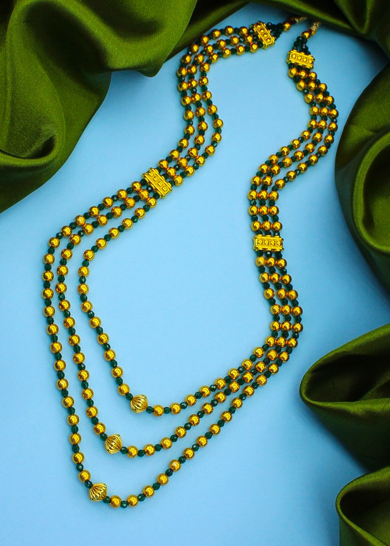 THREE LAYERS GOLDEN BEADS NECKLACE